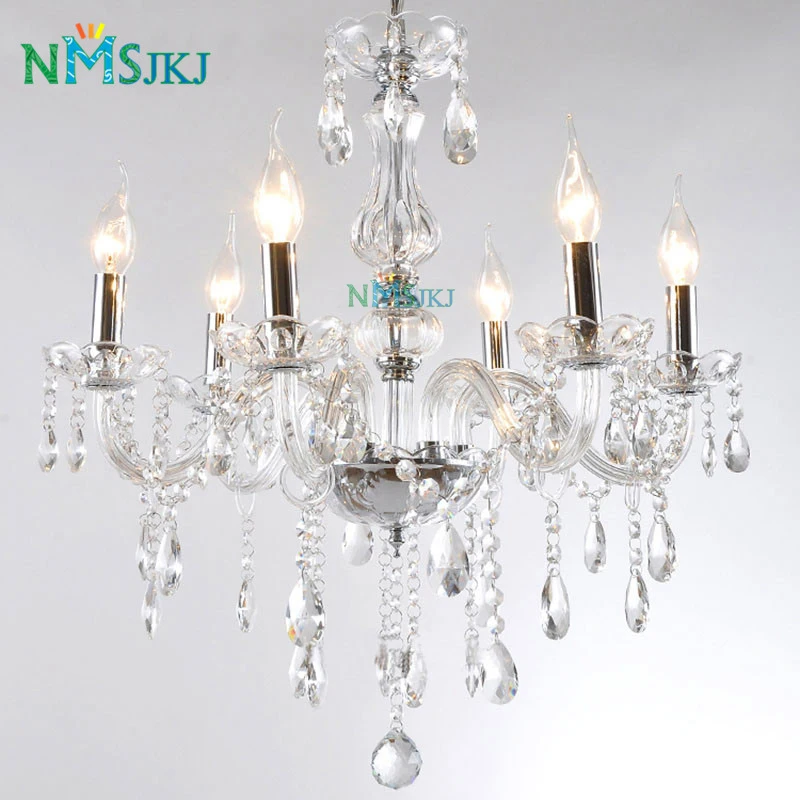 

Modern Transparent Art Decorate European Candle Crystal Chandeliers Lustre for Dining Room Living Lobby Restaurant E14 LED Bulbs