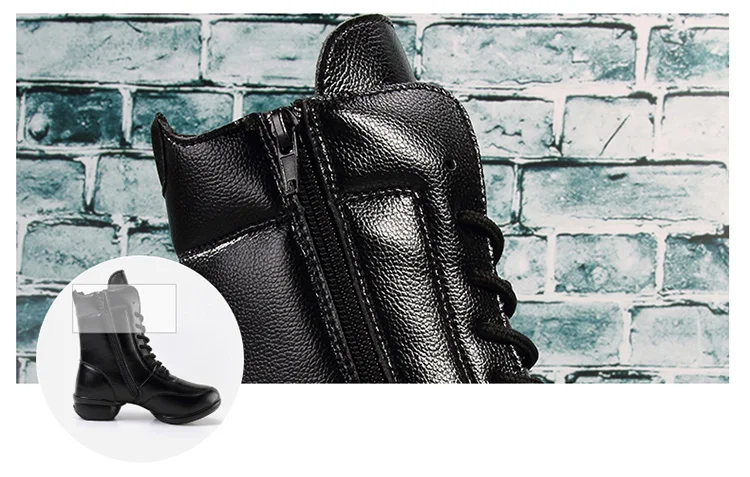 Brand New Genuine Leather Boots For Women Casual Shoes Square Heel Winter Shoes Woman Ankle Boots Botas Dance Shoes Black XZ65 (28)