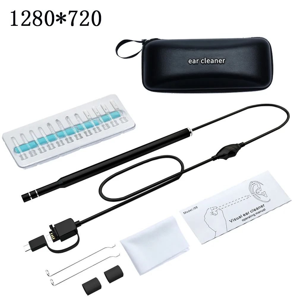 Chanseon эндоскоп для чистки ушей 3 в 1 USB HD визуальная Ушная ложка 5,5 мм Мини эндоскоп камера Android PC ушной палочки отоскоп бороскоп - Цвет: Black