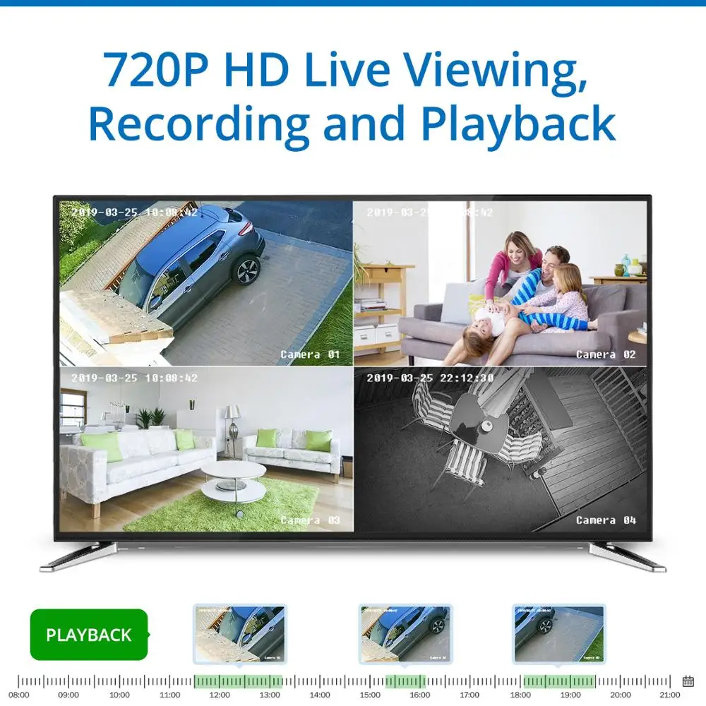 SANNCE 4CH 720P CCTV DVR 1200TVL наружная ИК Ночная система камер домашней безопасности 4CH 720P CCTV комплект видеонаблюдения черный цвет