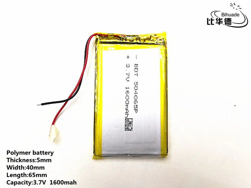 5 шт./лот хорошего качества 3,7 V, 1600 mAH, 504065 полимерный литий-ионный/литий-ионная аккумуляторная батарея для игрушка, портативное зарядное устройство, gps, mp3, mp4