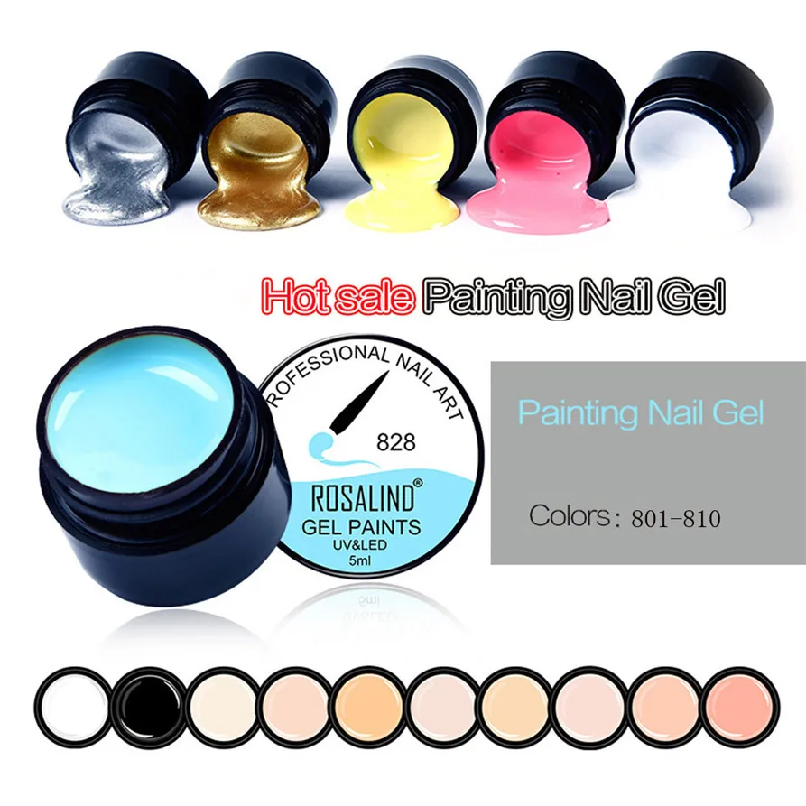 

ROSALIND 5ml Glitter Multicolour Painted Gel UV LED Soak Off Nail Art Polish 180201 drop shipping
