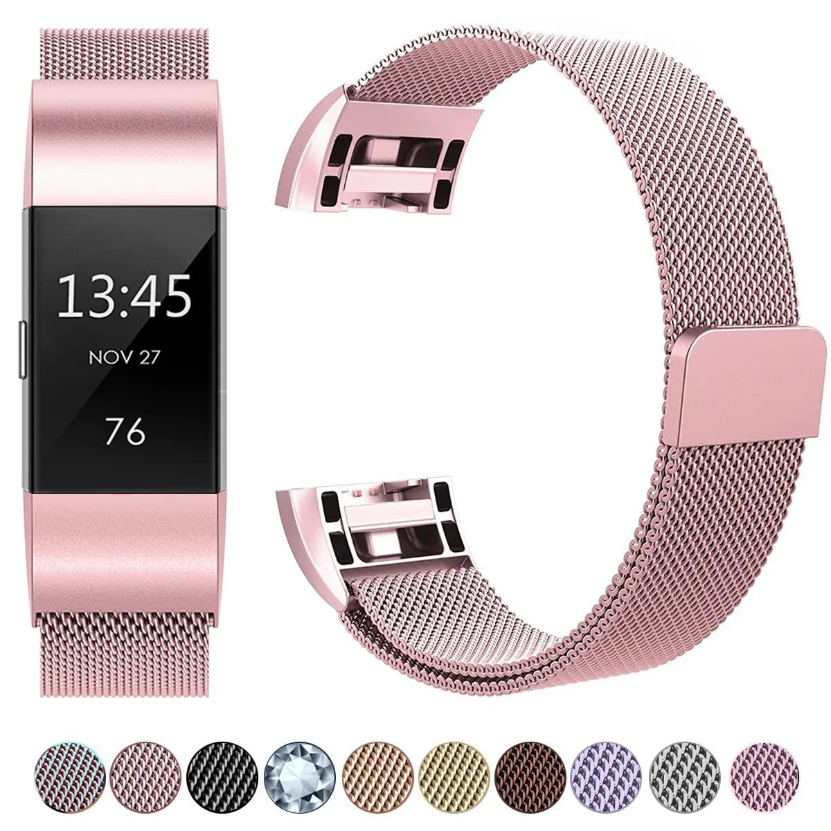 Магнитный браслет из нержавеющей стали ремешок для Fitbit Charge 2 сменные браслеты миланские полосы для Charge 2 Аксессуары для часов - Цвет: 6