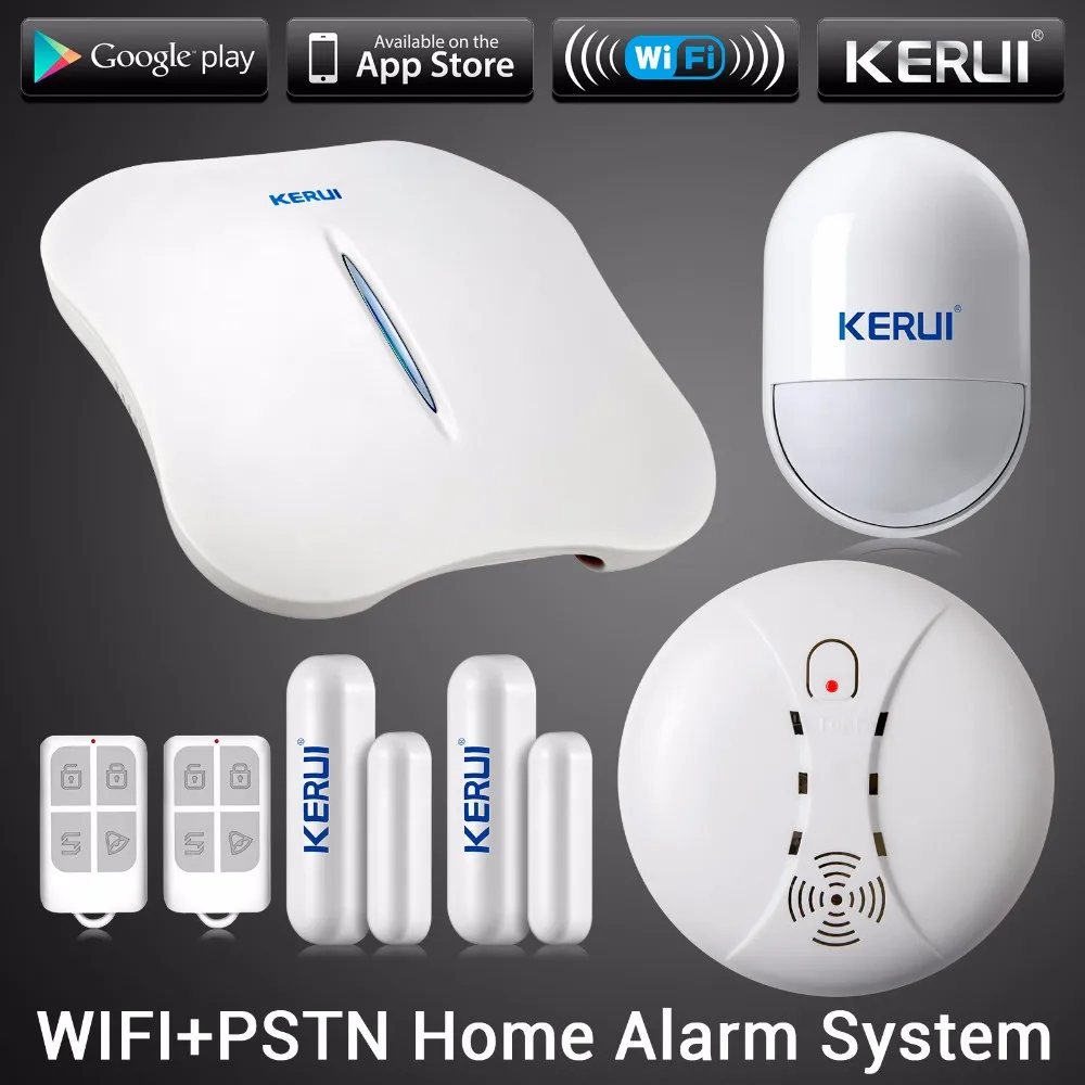 Kerui W1 WI-FI сигнализации Системы дома PSTN охранной интеллектуальные Системы Android IOS APP Управление Беспроводной Детекторы дыма
