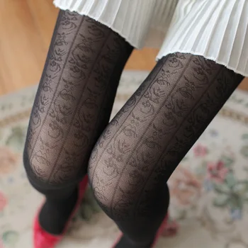 

5pcs/lot Classical Flower Stripes Thin Lace Stockings Retro Sexy Woman Pattern Jacquard Core Spun Silk Pantyhose Tights Stocking