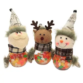 

3Pcs Christmas Candy Jar Transparent Snow Man Santa Deer Decorative Candy Container Candy Box