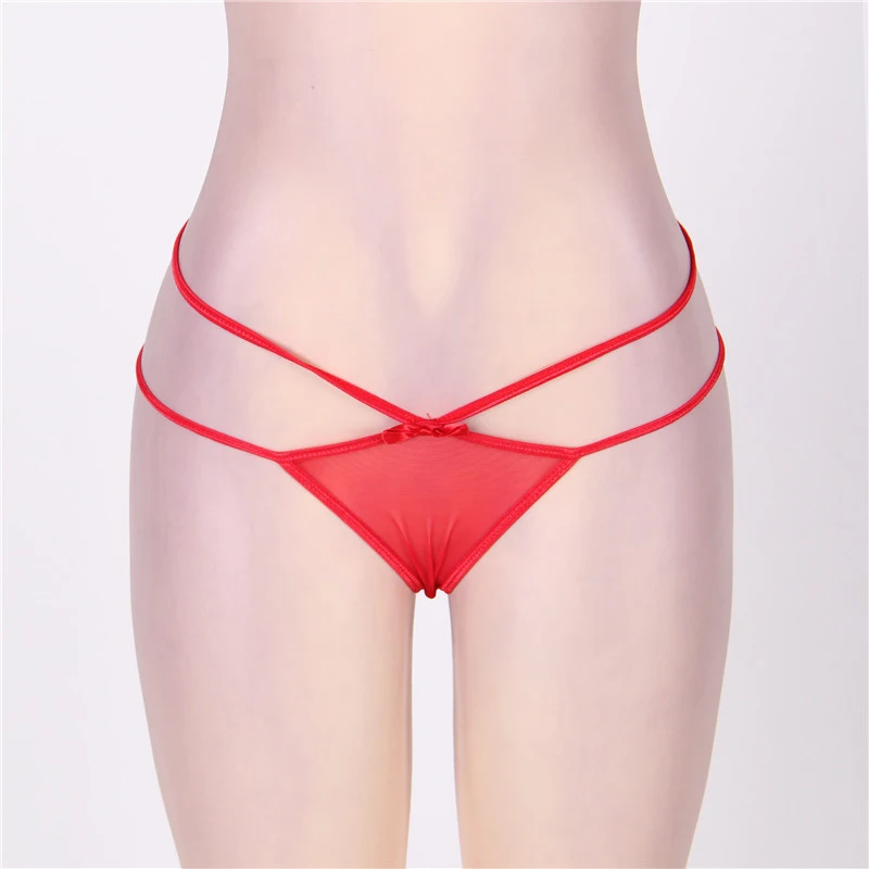 P5117 Plus Size Glamorous Panty Three color low-Rise solid Sexy panties with Bow Sexy underwear Hot sale 3XL Panties women