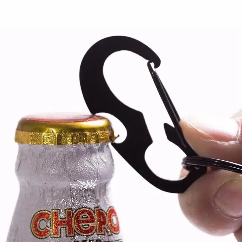 

500s/lot Multi Functional Black D-ring Carabiner Beer Bottle Opener Key Chain