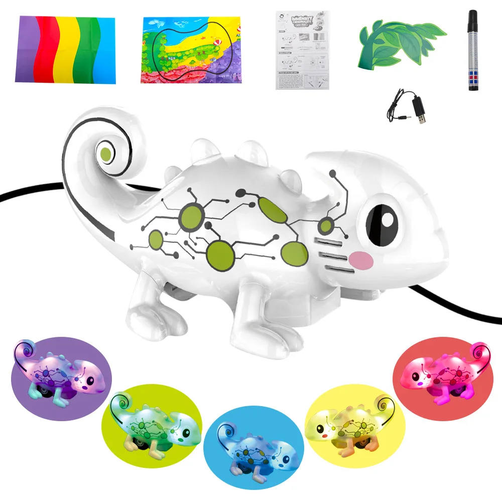 

Induction Chameleon Follow Any Drawn Black Line Track Mini toys for children Diecast Magic Pen kids Toy New year gifts Dropship
