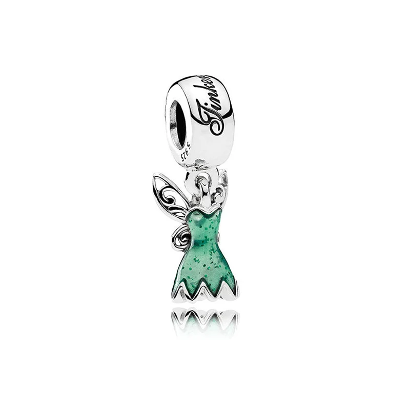 

Authentic 925 Sterling Silver Bead Flower Fairy Bell's Dress Dangle Charm Fit Original Women Pandora Bracelet Bangle DIY Jewelry