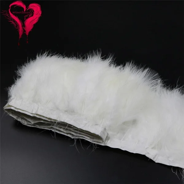 2 Meters/Lot 10-15 CM Dyed Colored Downy Turkey Marabou Feather Fringe Trimming Satin Ribbon Trim Garment Decoration 22 Colors - Цвет: White