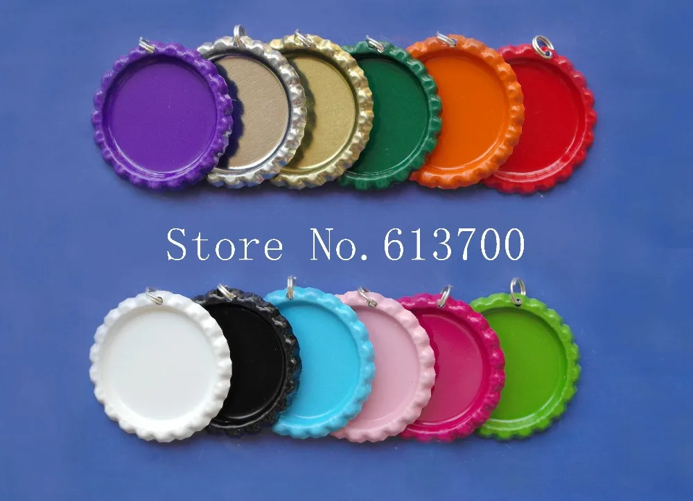 

wholesale 100pcs 1 " Flattened Bottle Caps With Holes For DIY Bows Pendant Setting Jewelry Findings Xmas gift