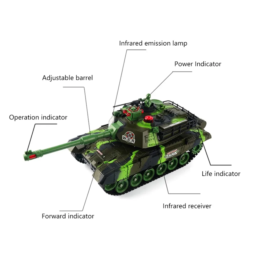 44 см пульт дистанционного управления Танк перезаряжаемый боевой Запуск 2,4 ГГц инфракрасный пульт дистанционного управления внедорожный гусеничный пульт дистанционного управления автомобиль ребенок мальчик игрушка