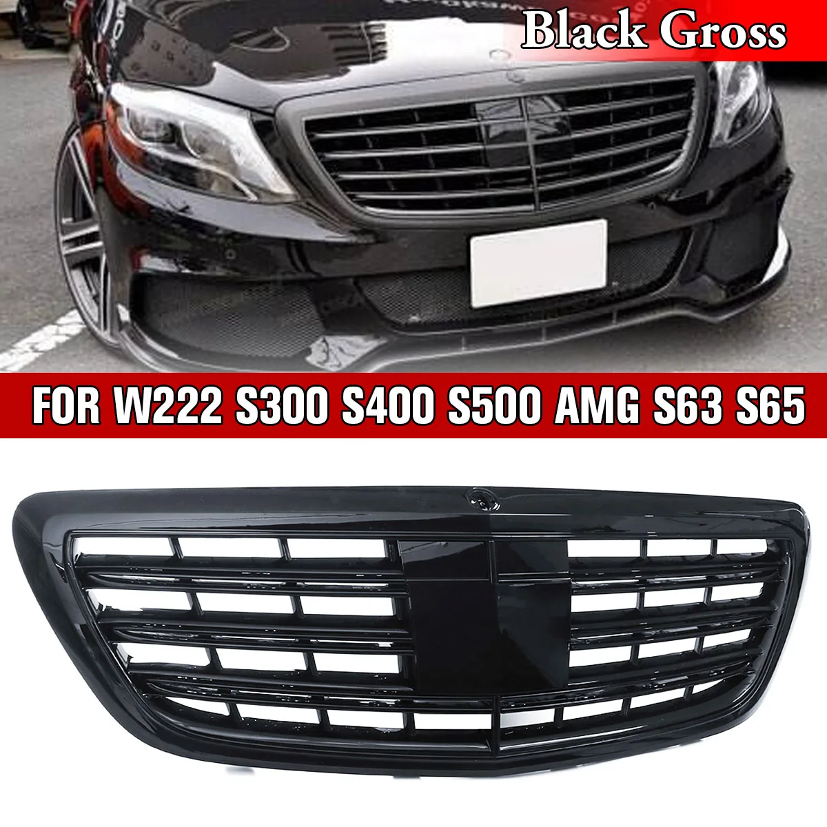 

Front Grille for Mercedes-Benz W222 S-CLASS S300 S400 S500 for MAYBACH Style Gloss Black Replacement Grill for S63 S65 2014-2017