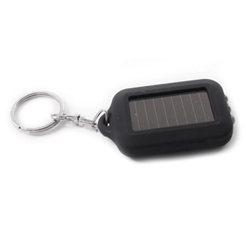 

5x Emergency 3 LED Torch Flashlight Key Fob Solar Energy Power Keychain Lamp Light (Black)