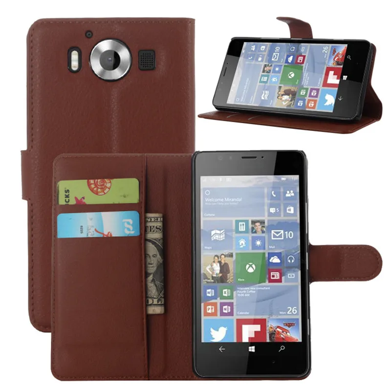Для Microsoft Lumia 950 Чехол класса люкс из искусственной кожи задняя крышка чехол для Nokia Lumia 950 защитный чехол-накладка для телефона чехол-сумка для телефона