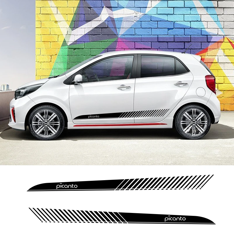  2 Sides Car Graphics Vinyl Side Stripes Auto Sticker Decals Car Styling For Kia Picanto Car Styling