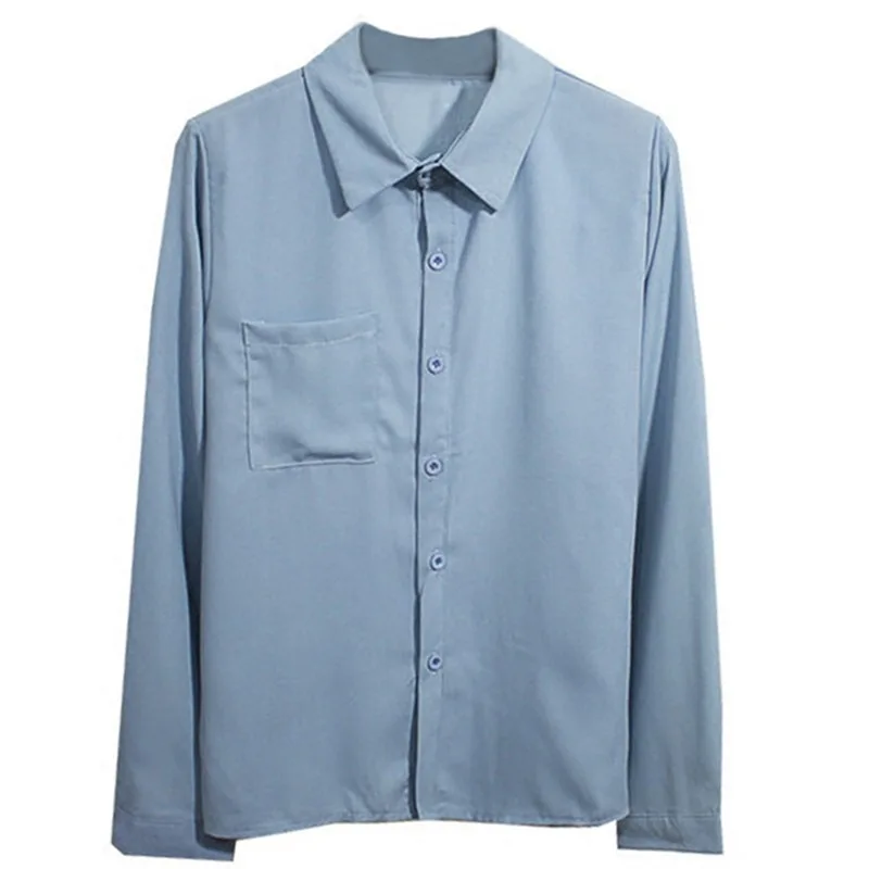 2018 женские рубашки блузки с длинным рукавом отложной воротник однотонная женская блузка топы OL офисный стиль