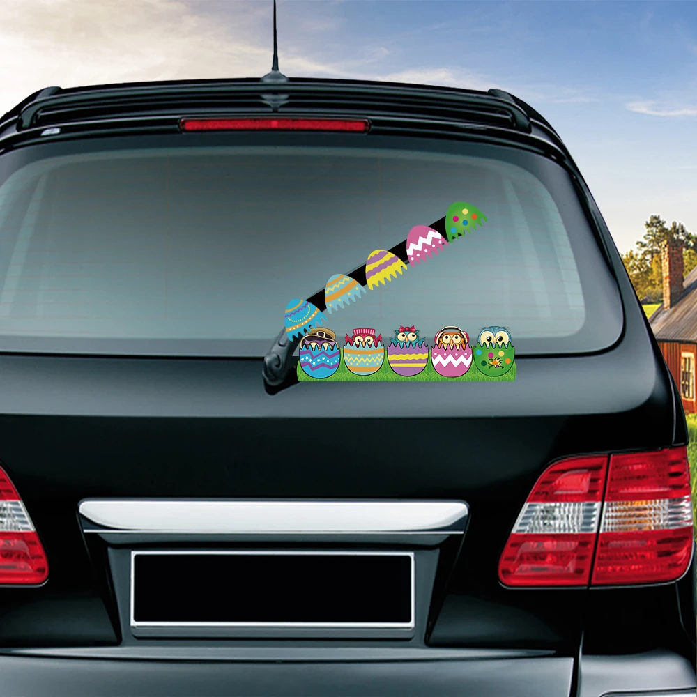 Easter Owls Hatched Waving Wiper Decals PVC Car Styling Window Wiper