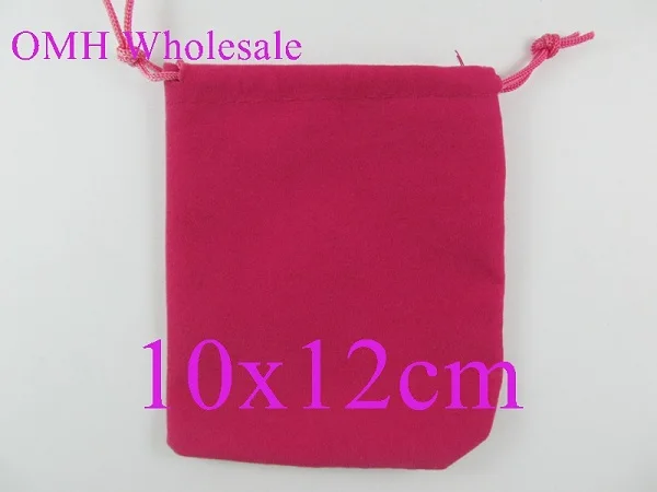 Rose red 10pcs OMH 10 шт., 5x7 см, 7x9, 10x12 см, черная шелковая ткань, фланелет, замша, ювелирные изделия, бархат, упаковка, ожоги, золотой мешочек, подарочные сумки BZ05 - Цвет: Rose red 10pcs