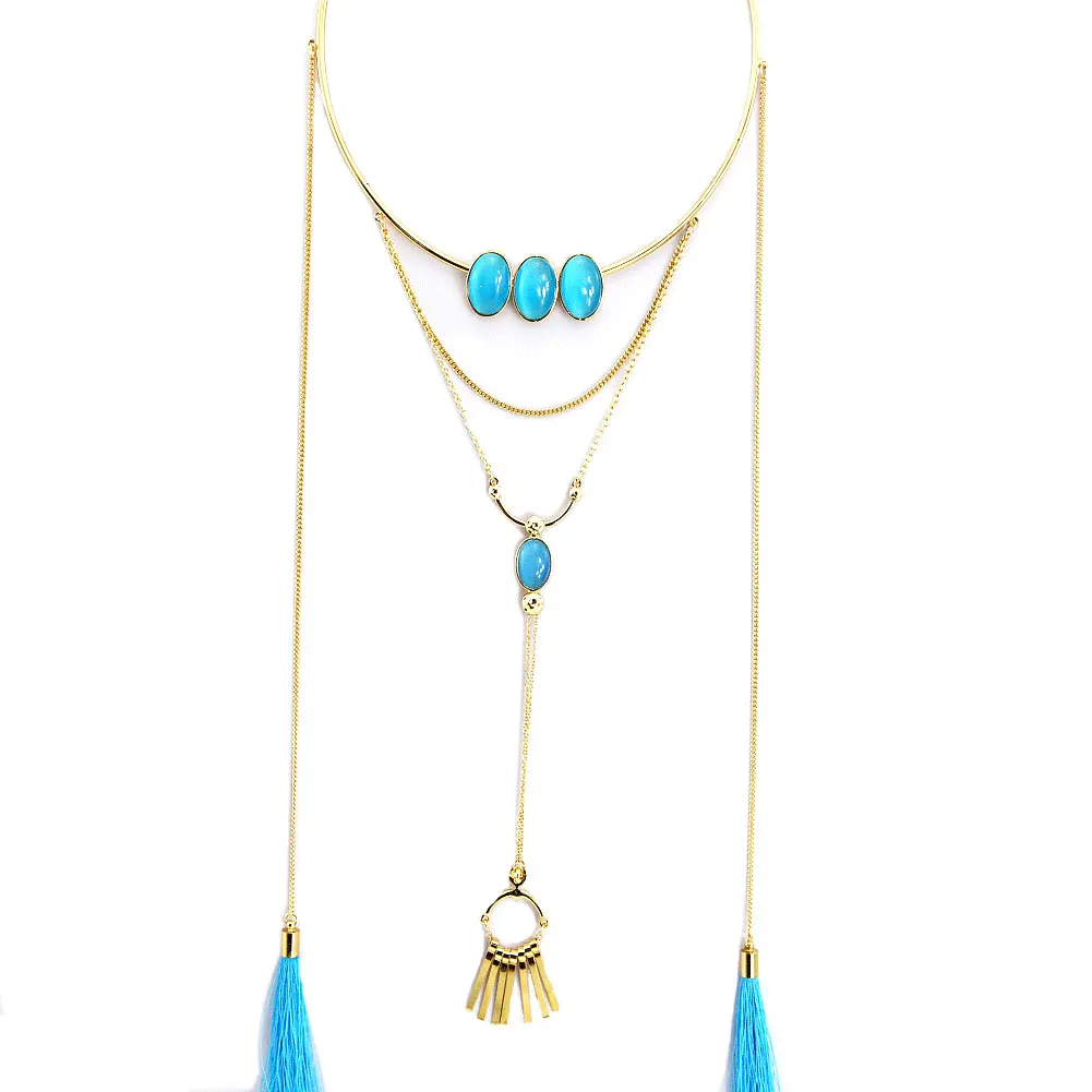 TrinketSea Trendy Charm Golden Statement Choker Necklace For Women Fashion Jewelry Shining Long