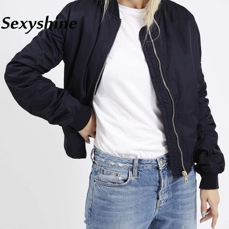 Bomber Jacket Women Long Sleeve Basic Coats 2018 new fashion spring autumn female casual solid zipper up short Outerwear Jackets