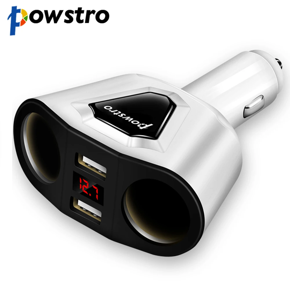 Powstro 5V 3.1A автомобильное зарядное устройство 2 USB порта 2 способа для розетка для автомобильного прикуривателя Разветвитель зарядное устройство DC 12~ 24V прикуриватель Socke