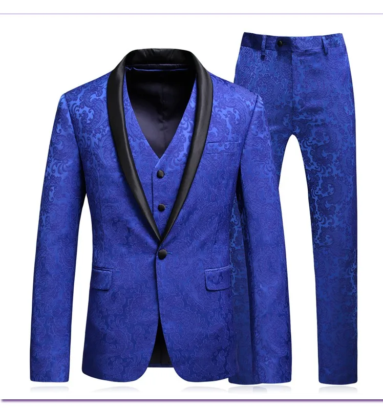 Костюм Homme Mariage 2018 новый синий Комплект из 3-х предметов костюм Terno Masculino Slim Fit мужской костюм (куртка + брюки + жилет) свадебные для выпускного