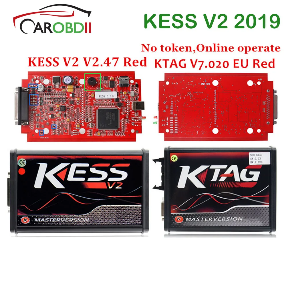 2019 Акция Kess V5.017 V2.47 Мастер онлайн ЕС красный Kess V2 V5.017 Kess Ktag ЭКЮ чип настройки неограниченное Ktag V7.020 программист