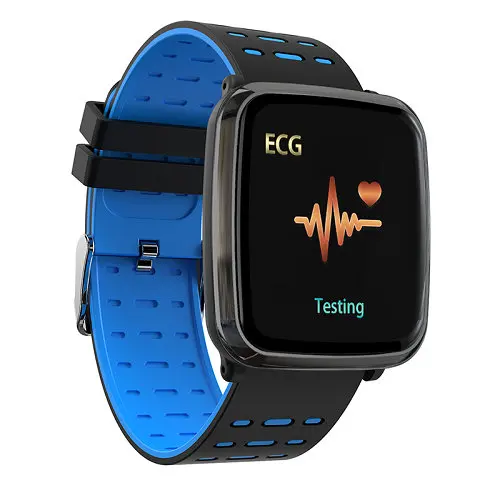 Смарт-браслет PPG ECG smartwatch измеритель пульса кровяное давление ip67 smartband водонепроницаемые Смарт-часы спортивные мужские смарт-браслет - Цвет: Синий