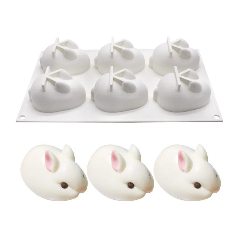 6 полости кролик животное силиконовая форма для торта 3D силиконовая форма для мыла мусс форма для торта сковорода десерт-выпечка сковорода украшение выпечки инструмент