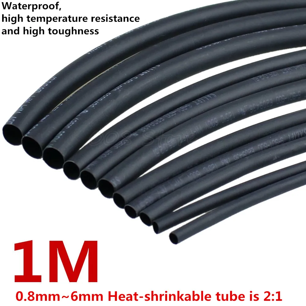 1 м/лот 2:1 черный цвет мм 5 2 3 4 6 термоусадочная трубка|heat shrink tubing 6mm|5mm tubetube |