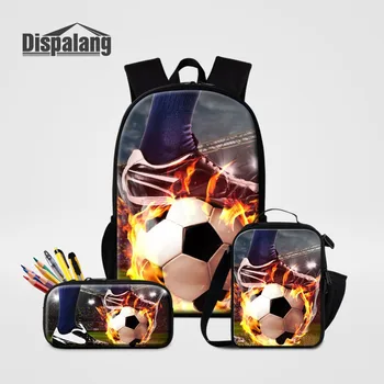 

Dispalang Soccers Footballs Backpack With Lunch Cooler Bag And Pencil Case for Primary Students 3pcs Sets High Quality Mochila