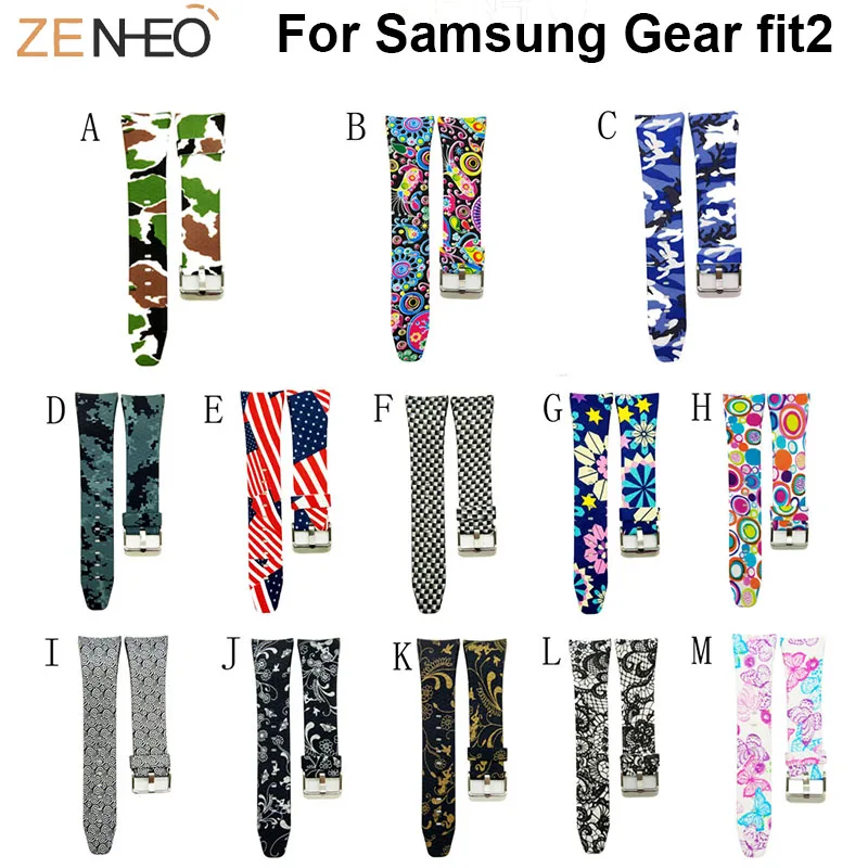 

Colorful Printing Silicone band Strap For Samsung Gear Fit2 Watch Bands wrist bracelet straps for Samsung Gear Fit 2 Watchbands
