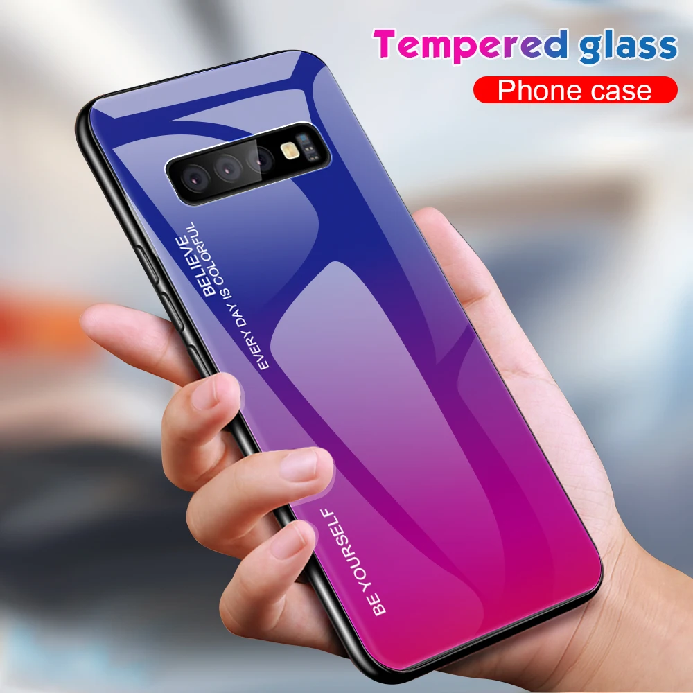 

Colorful Gradient Glass Case For Samsung A50 A30 A10 A20 A40 A60 A70 M20 Galaxy S10 S9 S8 A8 A6 Plus J6 A7 2018 A5 A7 2017 Shell