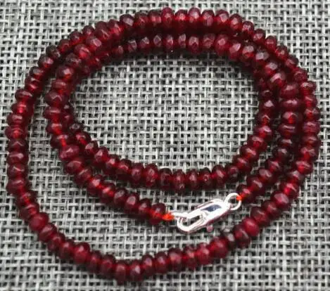 Natural 2x4mm Faceted Red Garnet Handmade stone necklace 18'' | Украшения и аксессуары