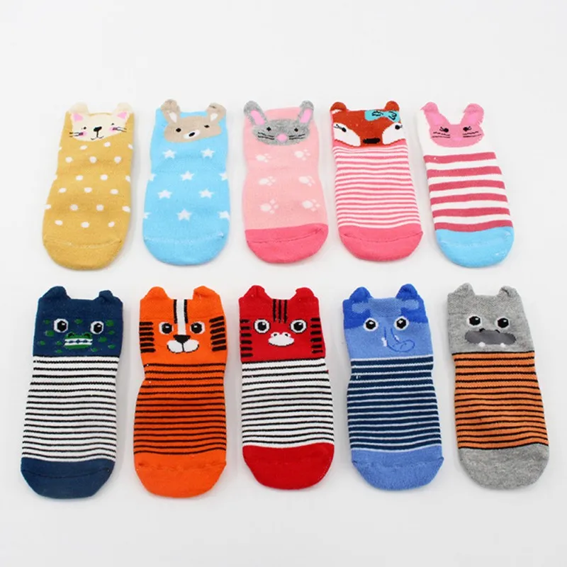 

Fashion 5 pairs/Set Baby Socks 2018 Spring Autumn New Cartoon Children Tube Floor Socks Newborn Infant Soft Non-slip Sock 0-3Y W