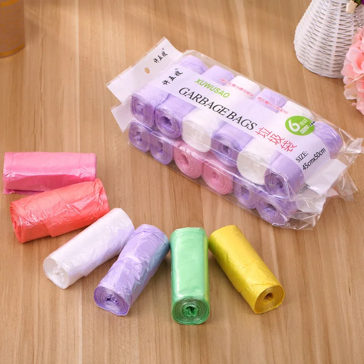 

6pcs Household hotels use new materials to thicken 6 rolls of large color point-break garbage bags