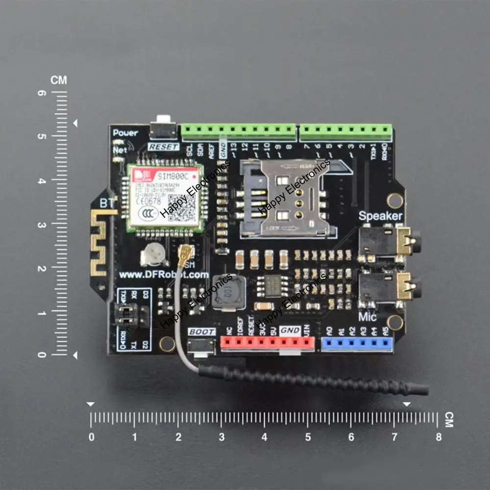 DFRobot SIM800C GPRS/GSM щит V2.0 модуль связи Плата расширения для Arduino Интернет вещей IoT вызова короткое сообщение
