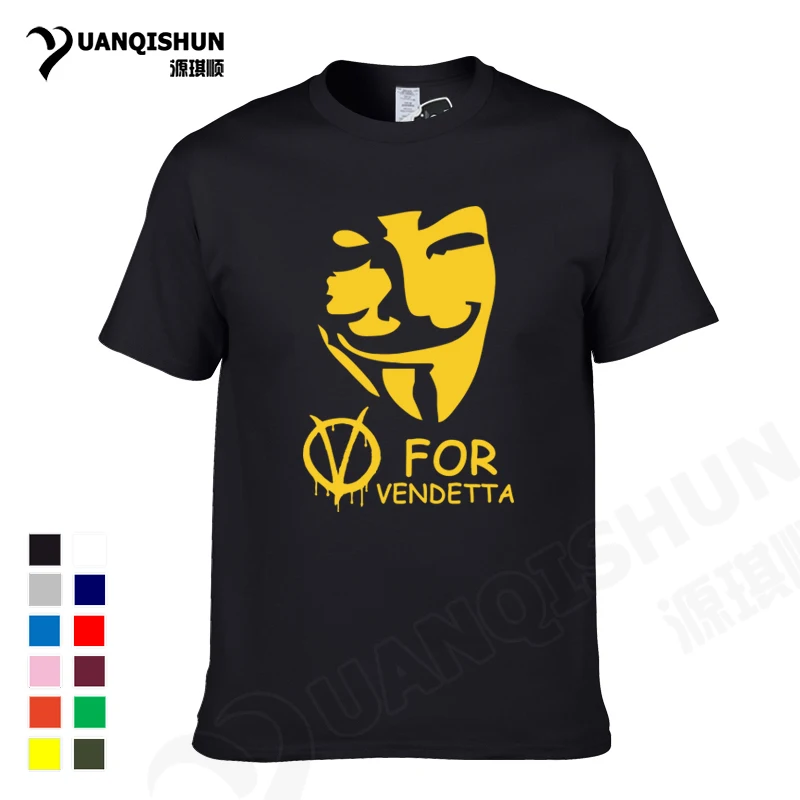 

YUANQISHUN Brand T-shirt V for Vendetta Clown Mask T Shirt Streetwear Fashion Marvel Tops Tee High Quality Cotton Letter Tshirt