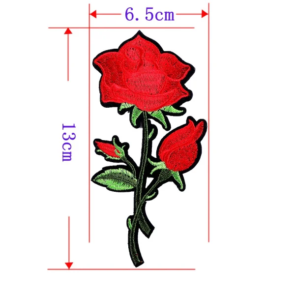 1 шт. верхние патчи железные Пришивные красные розы цветок вышивка патч-мотив аппликация Дети Женщины DIY Наклейка на одежду свадьба - Цвет: 1 piece