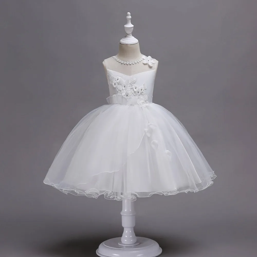 Летние платья для девочек с цветочной аппликацией детская одежда для девочек платье принцессы Нарядные платья для девочек От 2 до 10 лет, 12, 14 лет