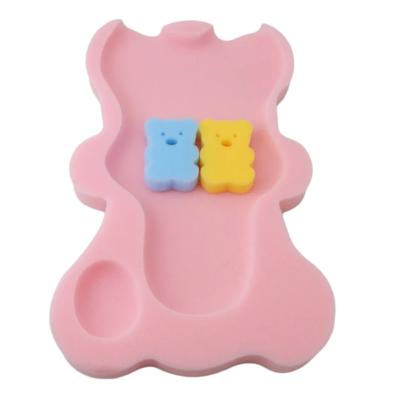 Детская губка для ванны коврик нескользящий губчатый коврик милый твердый медведь Коврик для ванны с мультипликацией мама должна для ухода за ребенком губчатый коврик - Цвет: Pink