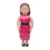 18 inch Girls doll clothes Magenta gown American new born dress Baby toys fit 43 cm baby accessories c352