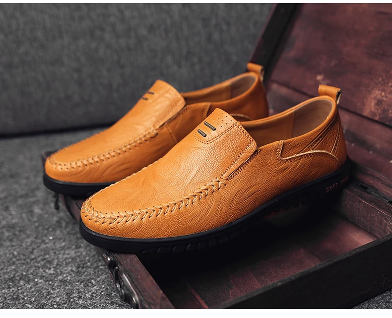 Новые осенние модные повседневные туфли на плоской подошве из натуральной коровьей удобные кожаные туфли Для мужчин мягкие лёгкие кожаные