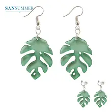 Trendy Green Leaves Earrings For Women Brincos Women Statement Dangle Earrings Fashion Minimalist Jewelry Boucle D Oreille Gifts 2017 korean ear accessories fashion statement earrings boucle d oreille rhinestone flower beads tassel earrings new jewelry