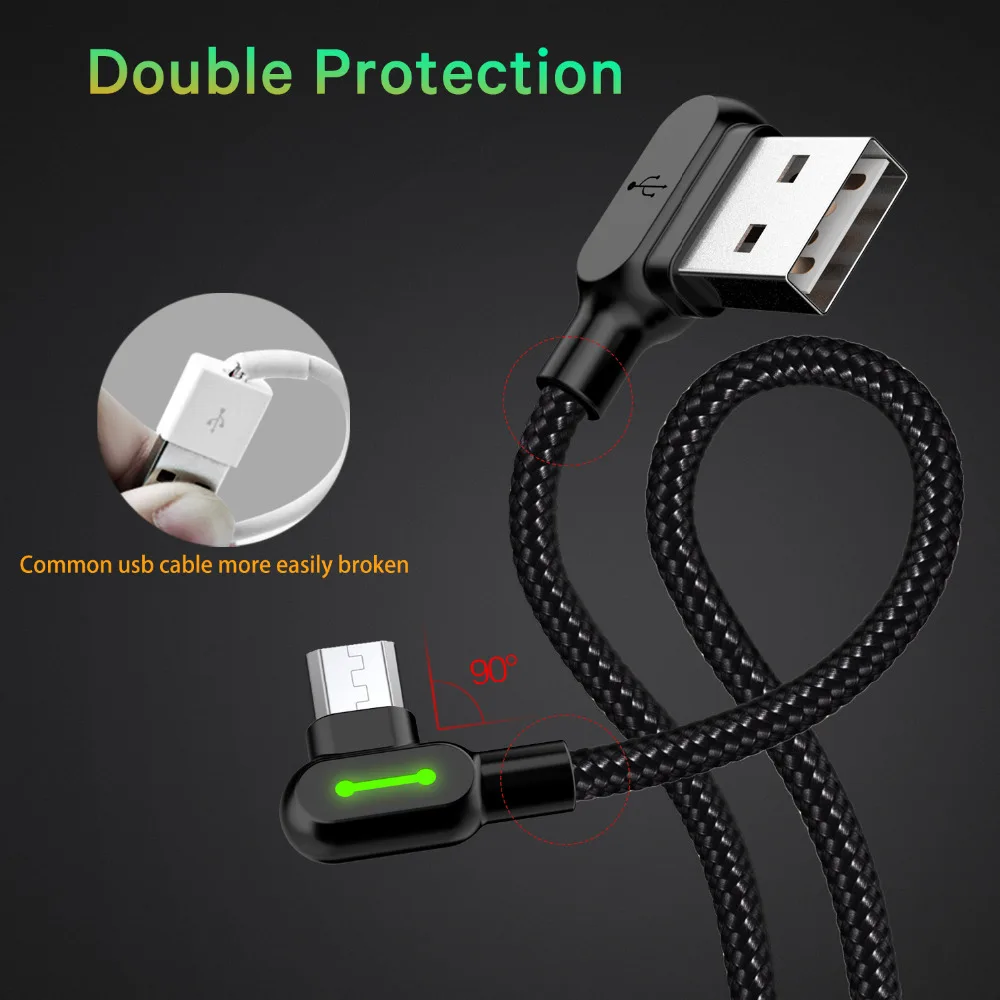 MCDODO LED Micro USB Cable de datos de carga rápida Cable para Android Samsung Xiaomi cargador de teléfono móvil de carga USB Cable Microusb