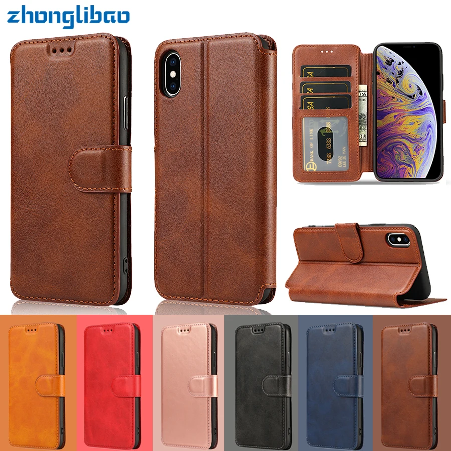 Роскошный кожаный флип чехол в стиле ретро для Iphone 8 7 6 6s Plus 5 5s Se держатель карт