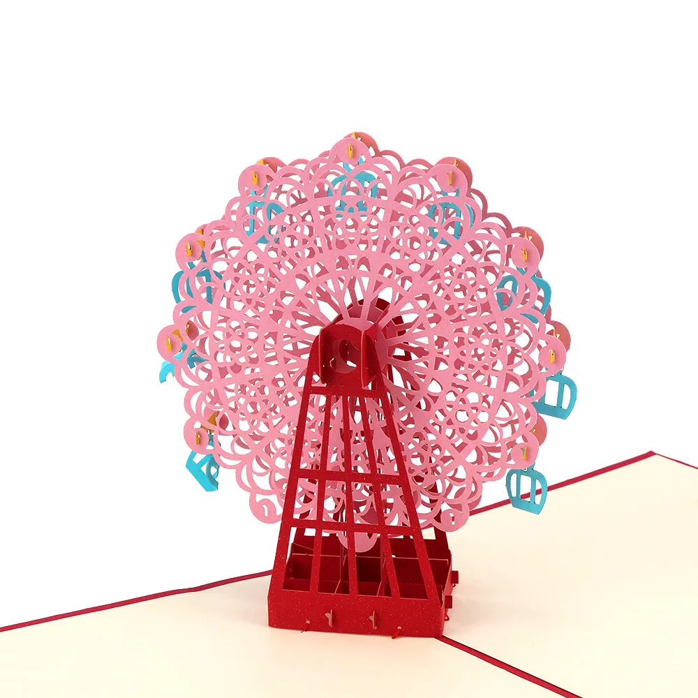  1pc Ferris Wheel Happy Birthday Wedding Christmas Gift Greeting Card 3D Invitation Card for Friends - 32927602863