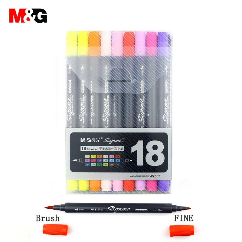 

M&G two head Watercolor brush markers set for drawing colored manga sketching gift marker pen for school kid art design suppies